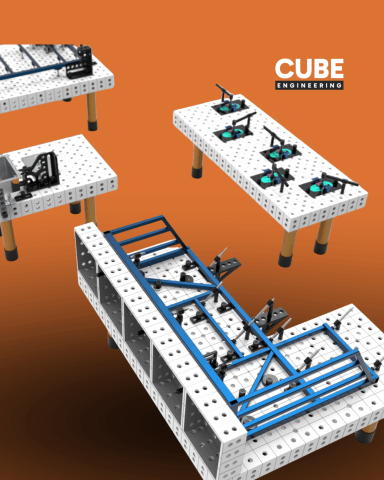 Modułowe stoły spawalnicze CUBEWELD w konfiguracji przemysłowej