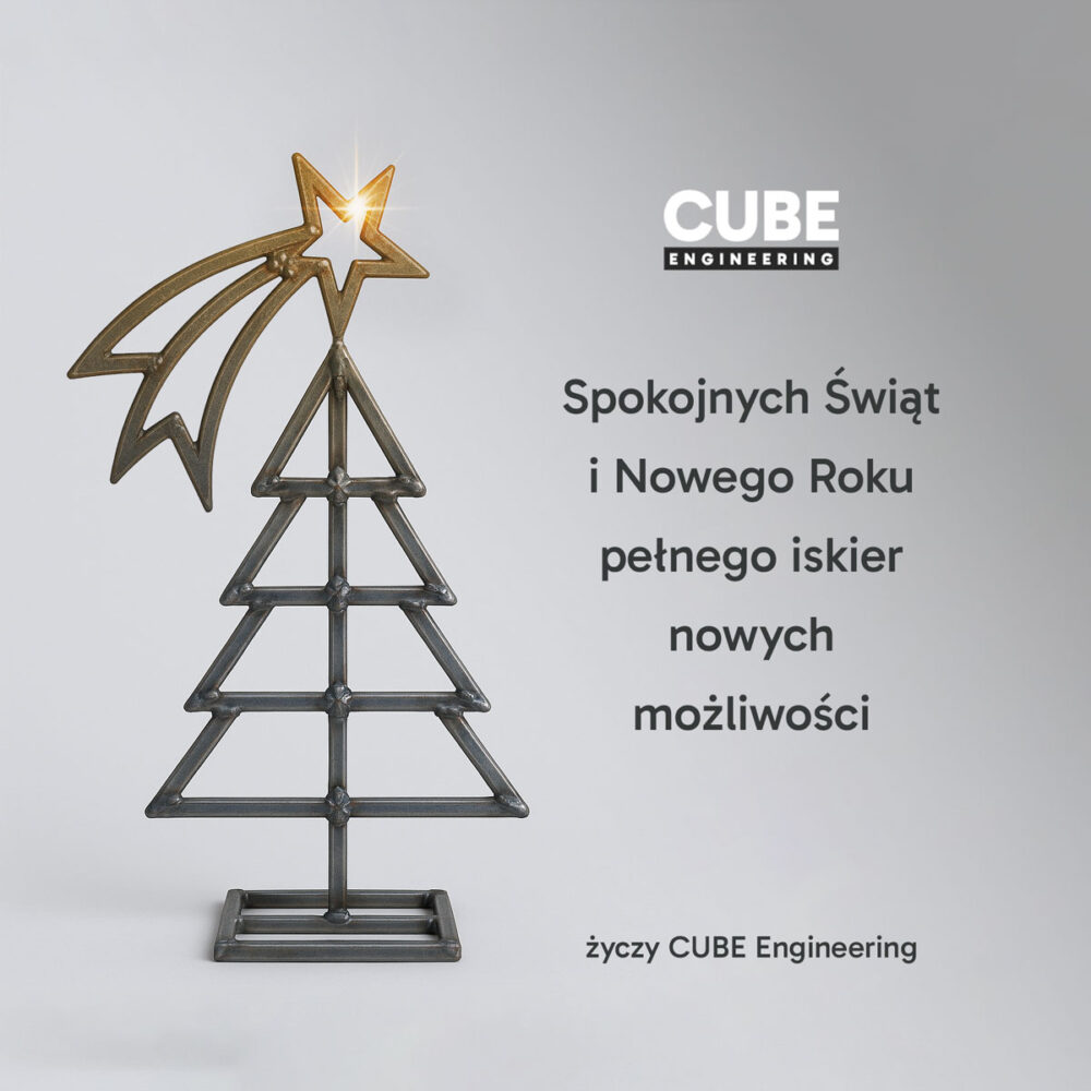 Stojak choinkowy, życzenia świąteczne od CUBE Engineering.